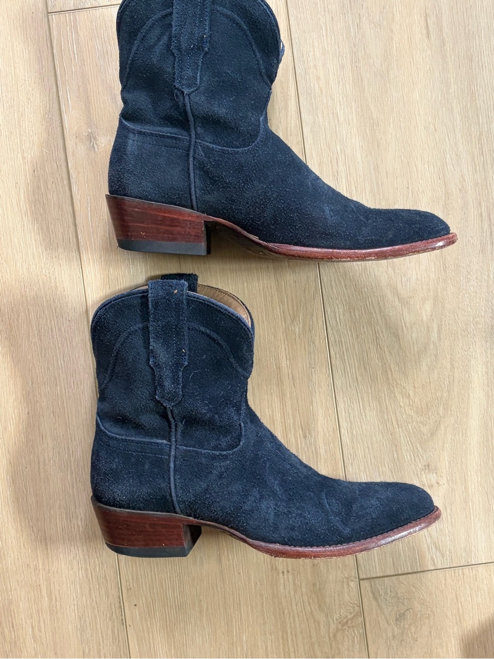 Tecovas Black Suede Western Ankle Boots